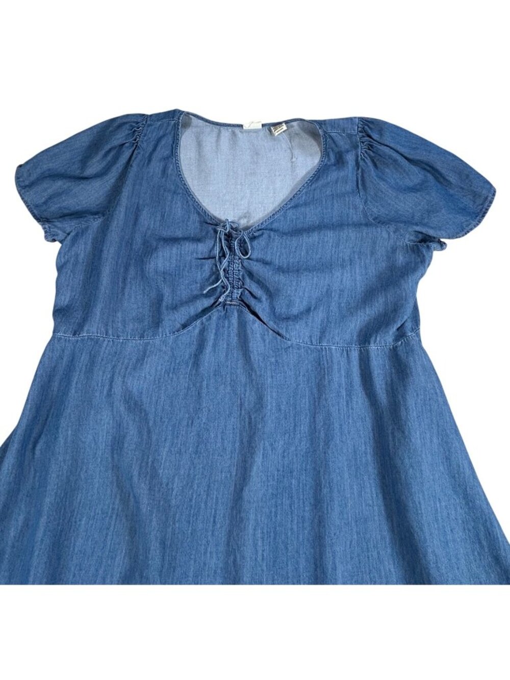 NEW Levis Blue Denim Short Sleeve Dress 2X Western Mini Flutter Sleeve Stretch - Picture 2 of 13